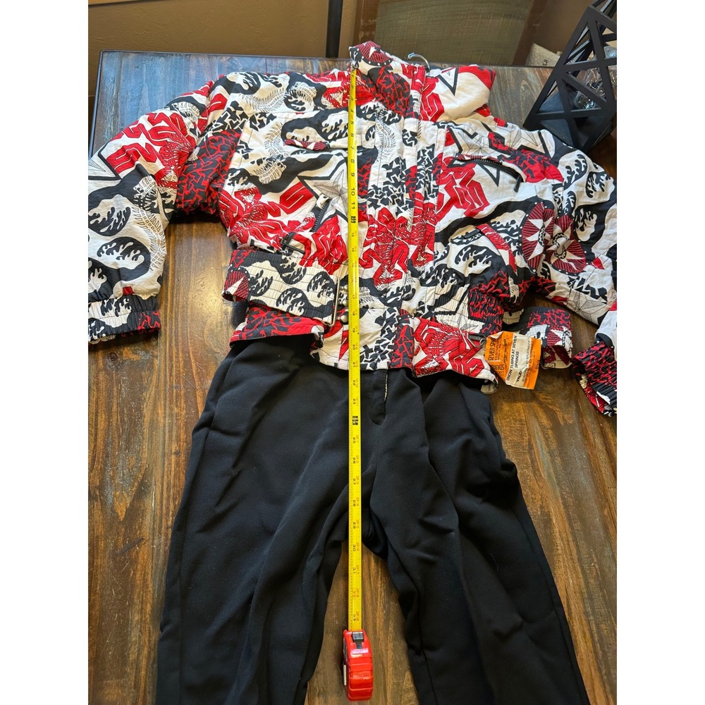 Vintage Tyrolia by Head Ski Suit Women 12 Red Black Graphic Jacket Stirrup Pants - Picture 8 of 15
